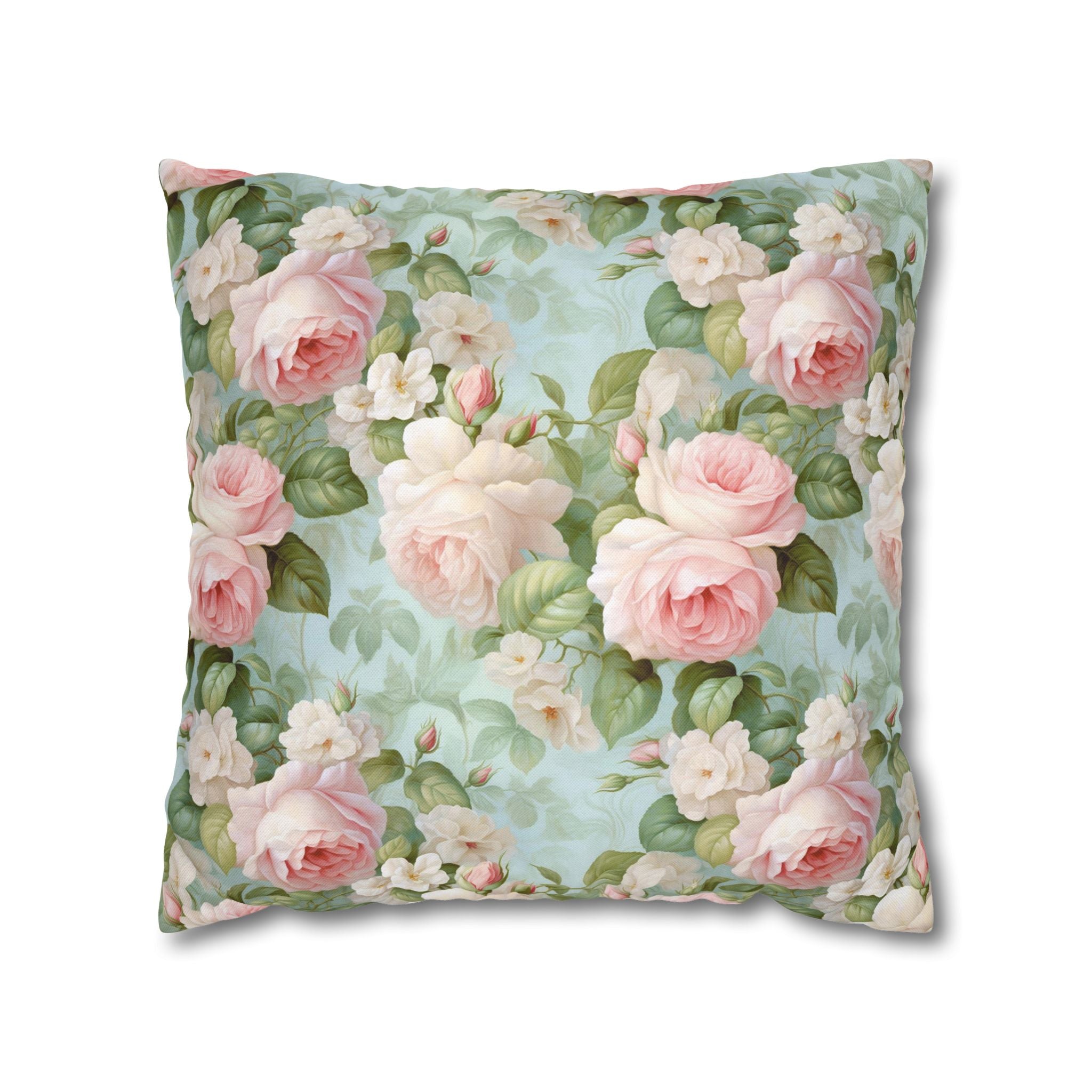 Pink Vintage rose Floral Pillowcase, Decorative Cushion Cover, Farmhouse Home Decor Throw Pillow, Shabby Chic, Boho Style, cottage decor