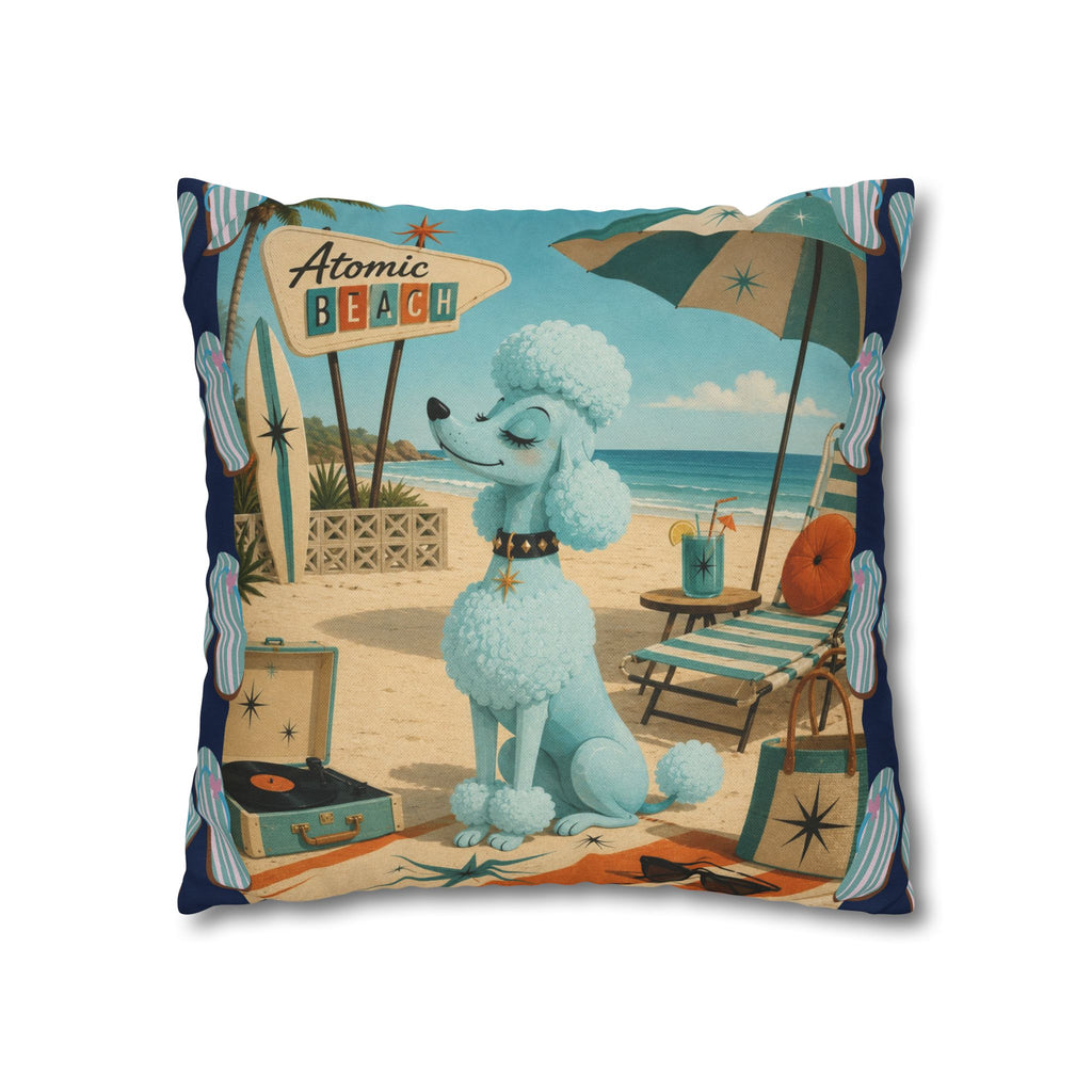 Retro Atomic Beach Poodle Pillowcase -  COVER ONLY - indoor use