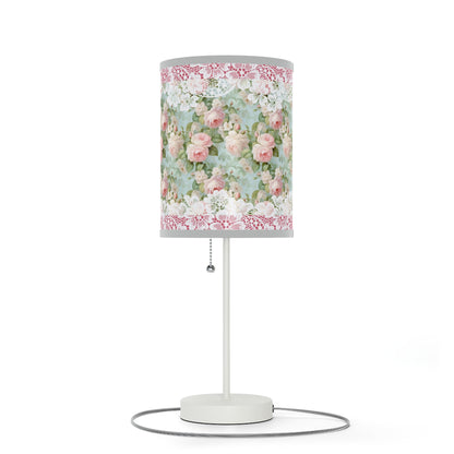 Pink rose shabby chic style Lamp on a Stand, US|CA plug