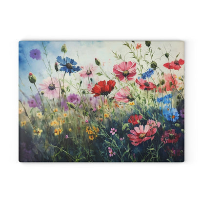 Blooming Beauty: Wildflower Glass Cutting Board for a Natural Kitchen Ambiance