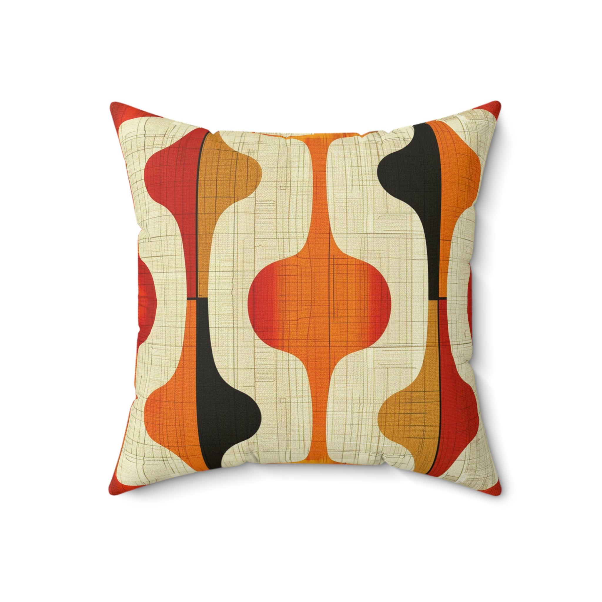 Mid Century Modern shapes Spun Polyester Square Pillow, couch chair throw scatter cushion, MCM home decor