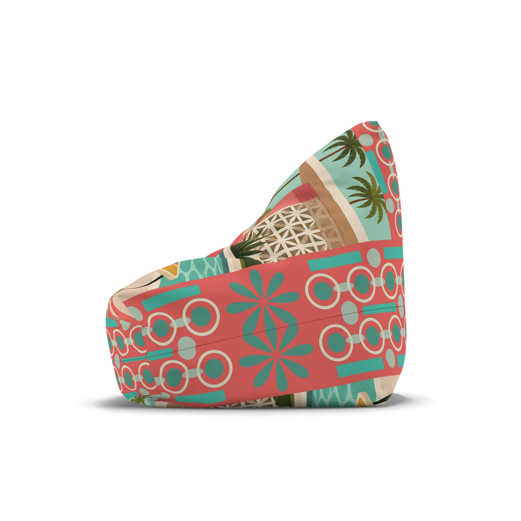 Tropical Pink Flamingo MCM Bean Bag Chair Cover | Retro Geometric Beach Print