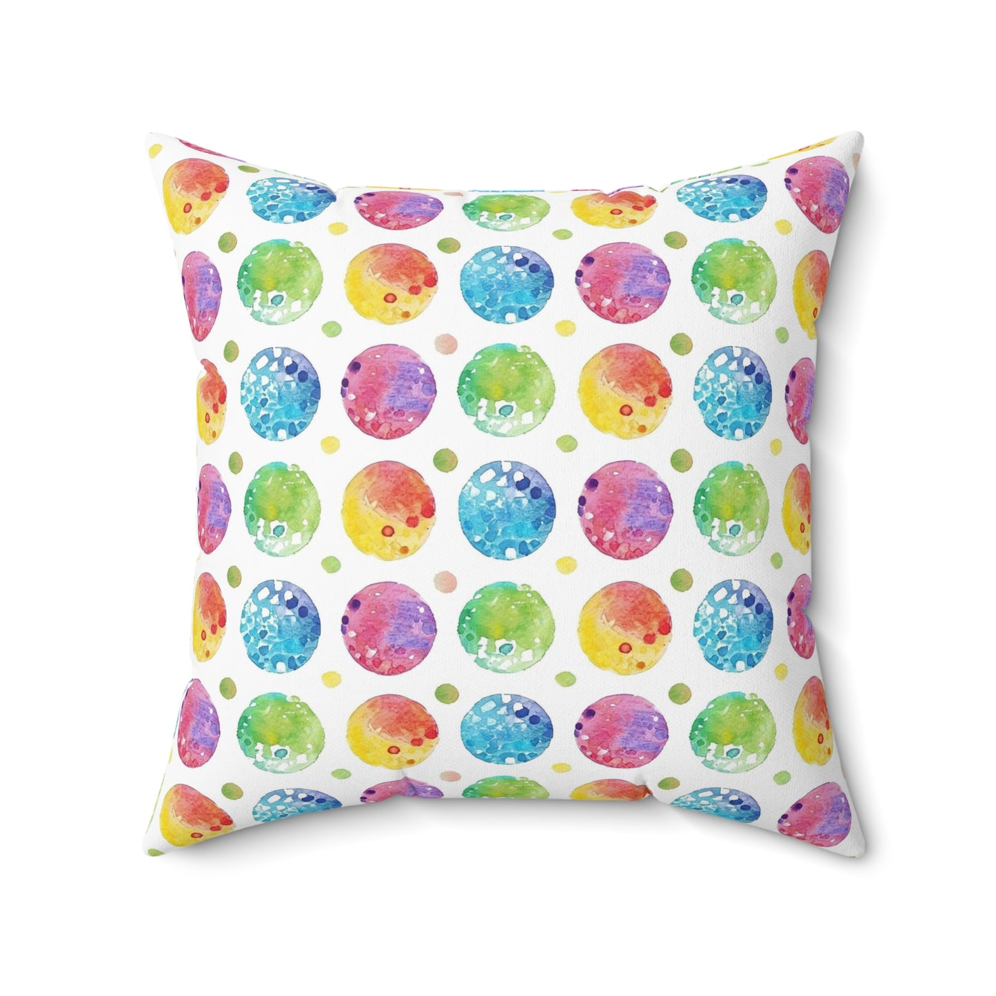 Colorful dots watercolor shabby chic style Square Pillow, couch, chair, living room bedroom scatter throw cushion