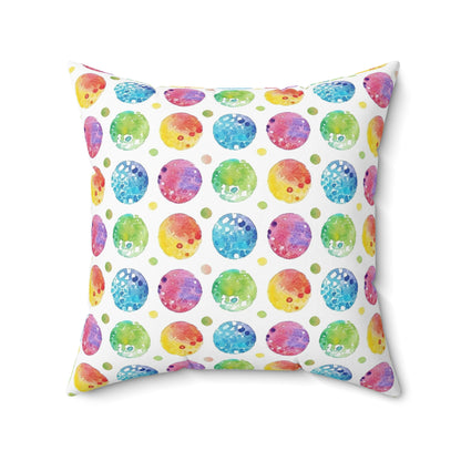 Colorful dots watercolor shabby chic style Square Pillow, couch, chair, living room bedroom scatter throw cushion