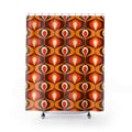 Retro 1970s Geometric Shower Curtain — Orange Brown Mod Pattern