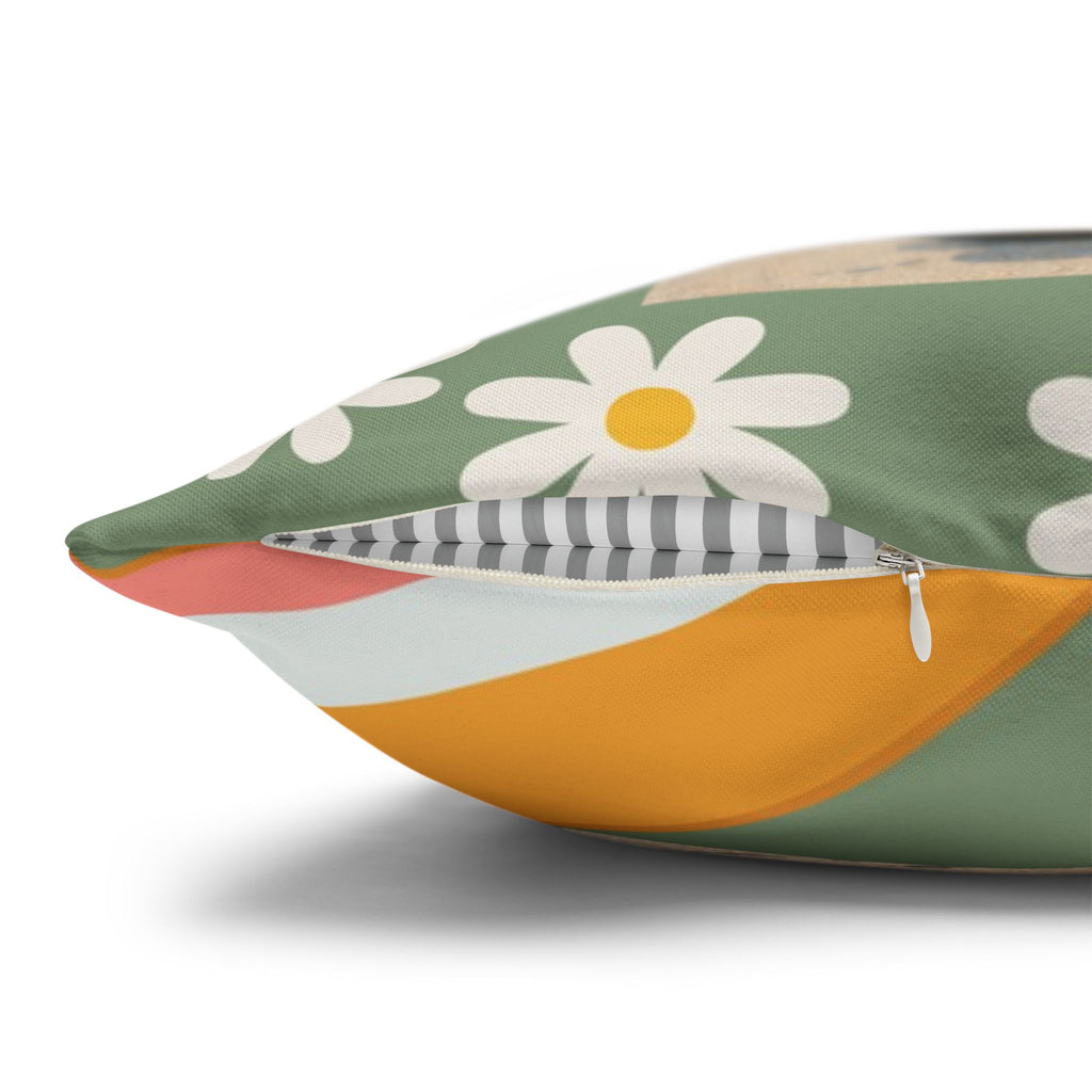 Feelin' Groovy retro Dachshund Pillowcase | 60s 70s pattern Square Decorative Pillow