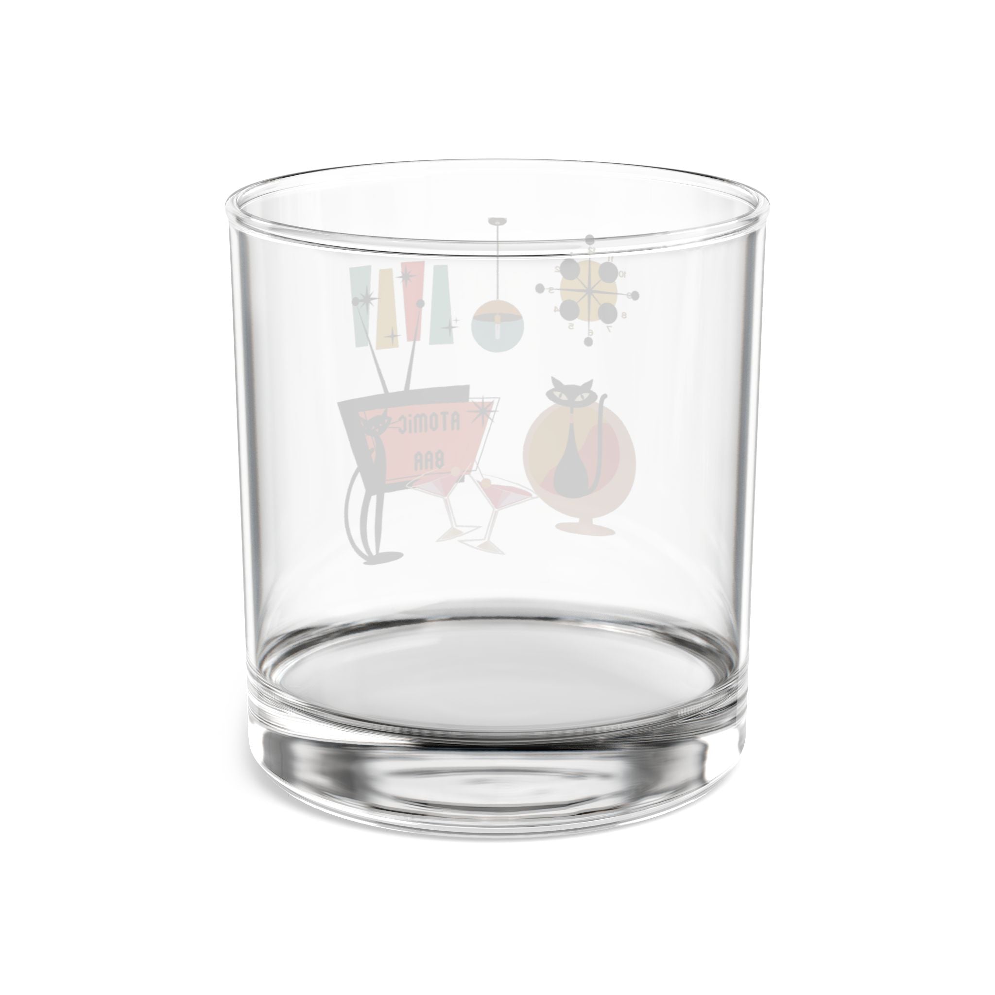 Atomic Bar retro cat Bar Glass, Mid Century Modern, MCM barware, beverage drinking glass