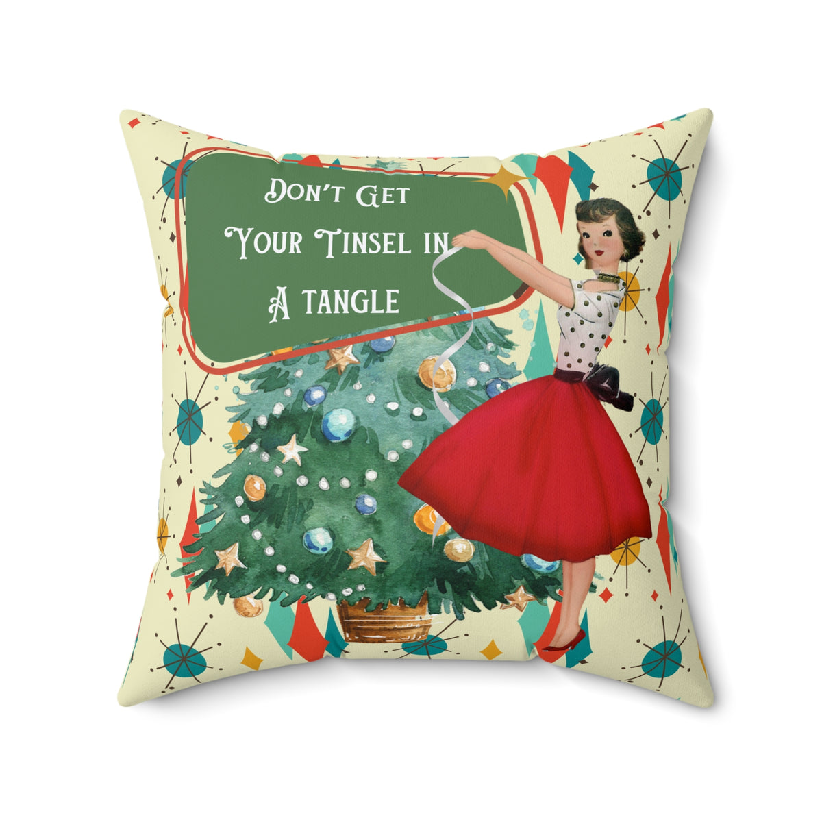 Don't Get Your Tinsel in a Tangle Pillow | Christmas Holiday Decor