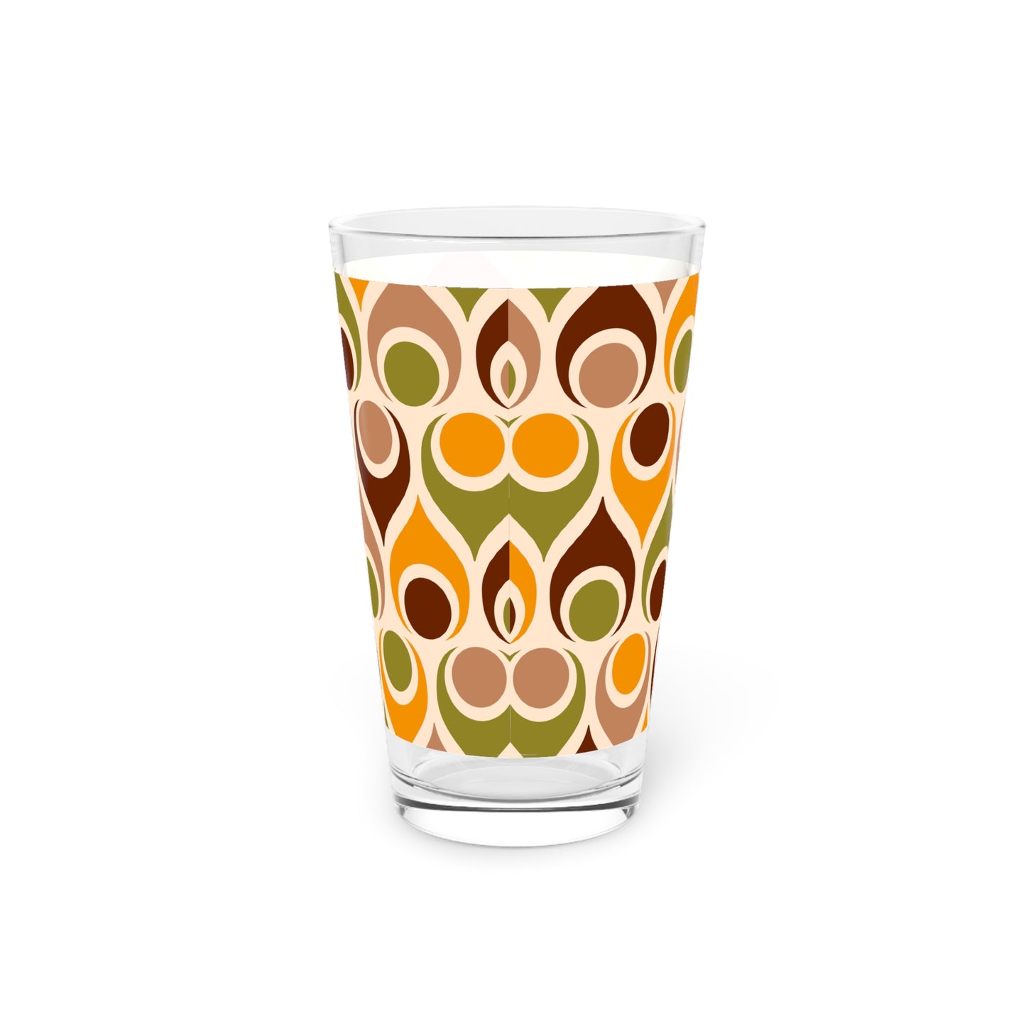 Retro geometric groovy Pint Glass, 16oz, beverage glass, retro barware (price is per glass)