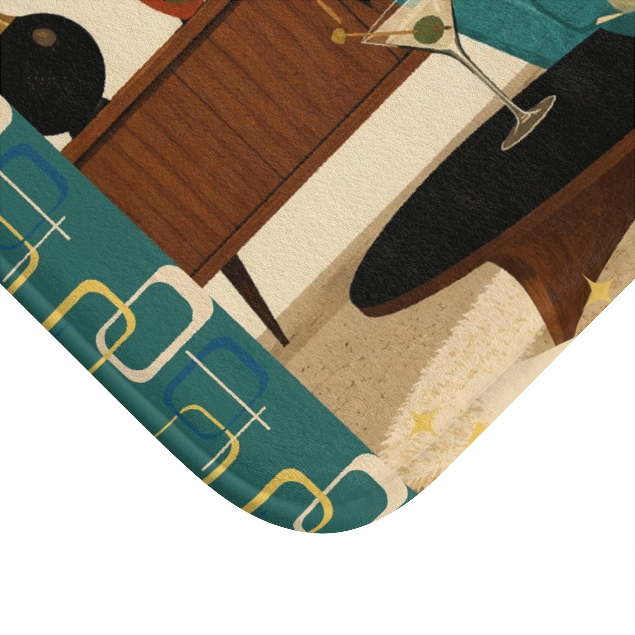 Mid Century Lounge Atomic Cat Bath Mat | Retro Atomic Living Room Design