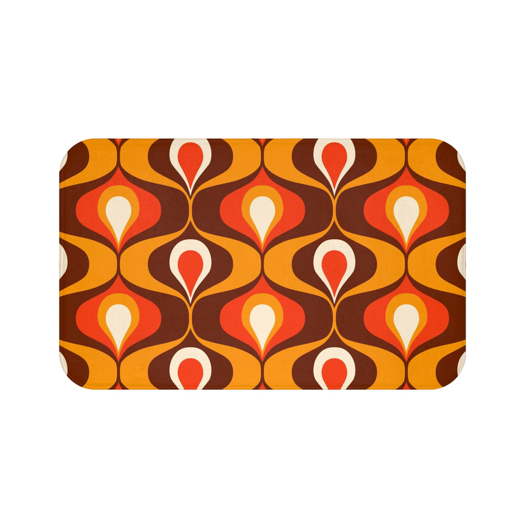 Retro Orange and brown 60s 70s inspired Bath Mat, retro bathroom decor