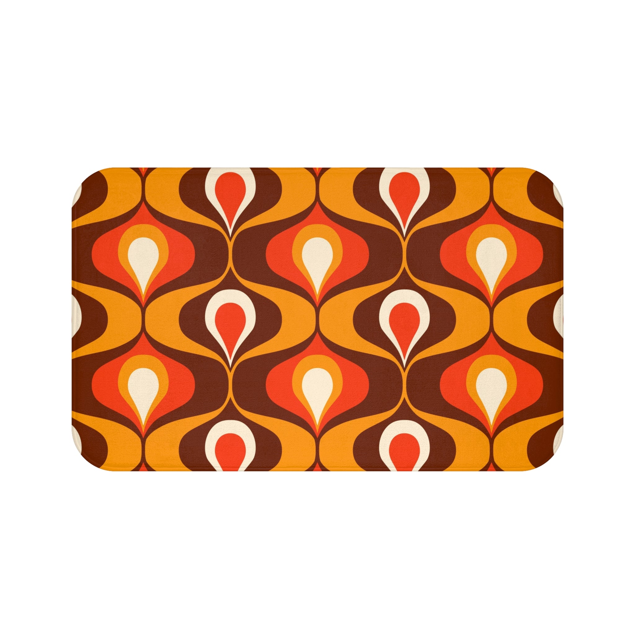 Retro Orange and brown 60s 70s inspired Bath Mat, retro bathroom decor