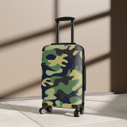 Camo travel Suitcase on wheels with secure lock, carry on luggage, roller case, camouflage, weekend bag, cabin suitcase, hard shell case