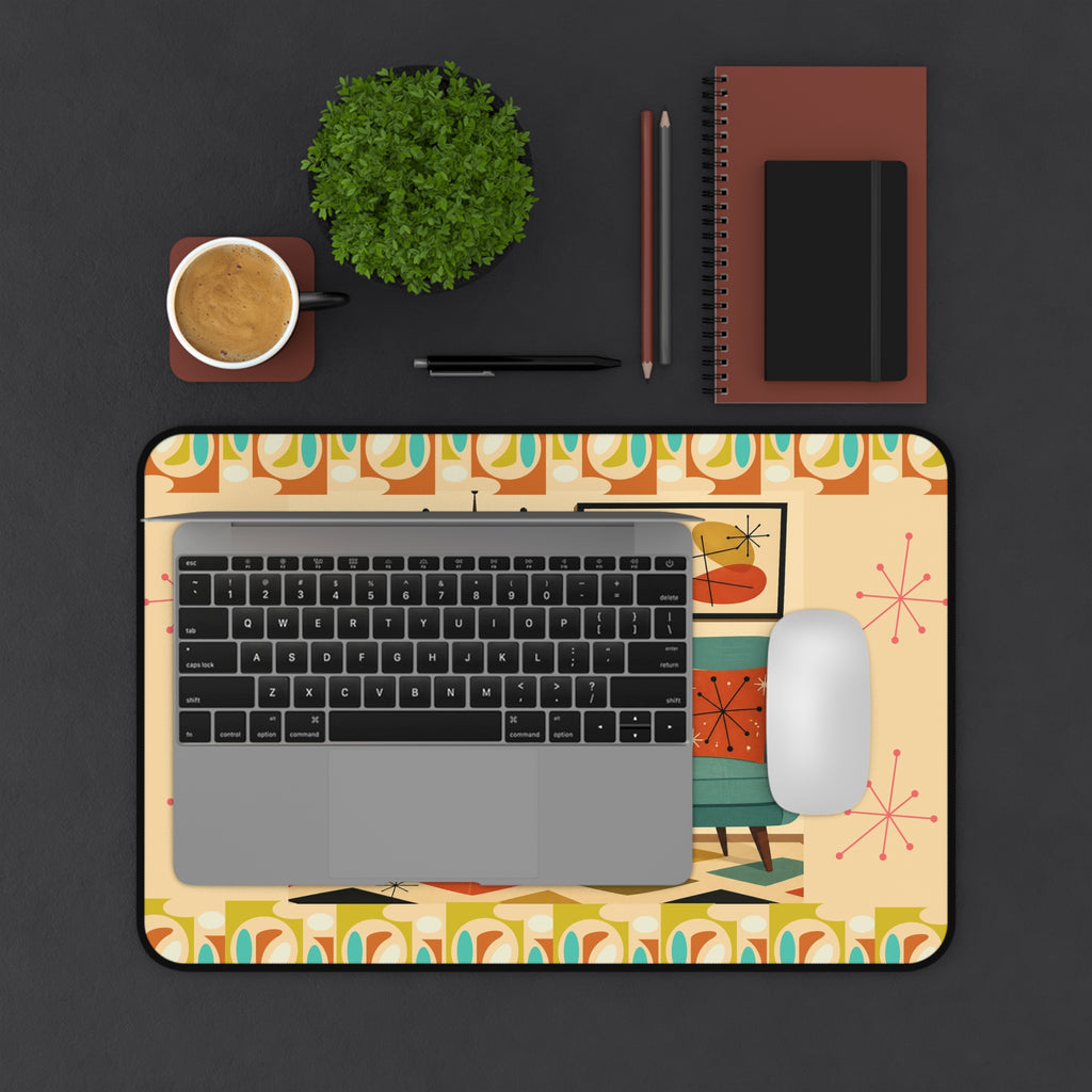 Mid Century Scottish Terrier Desk Mat | Retro Living Room Mouse Pad