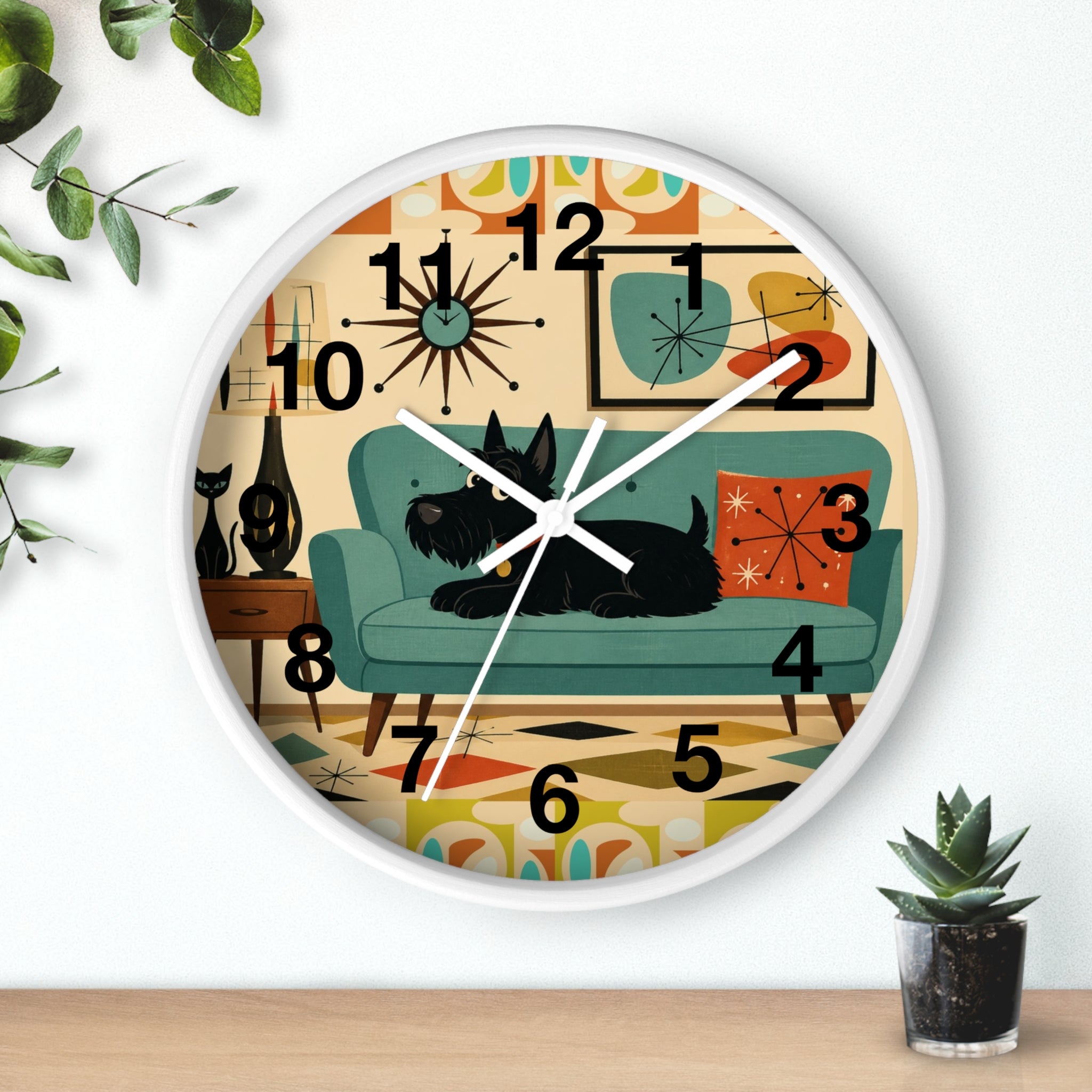 Retro Scotty Dog Sofa Wall Clock | Mid Century Modern Home Decor
