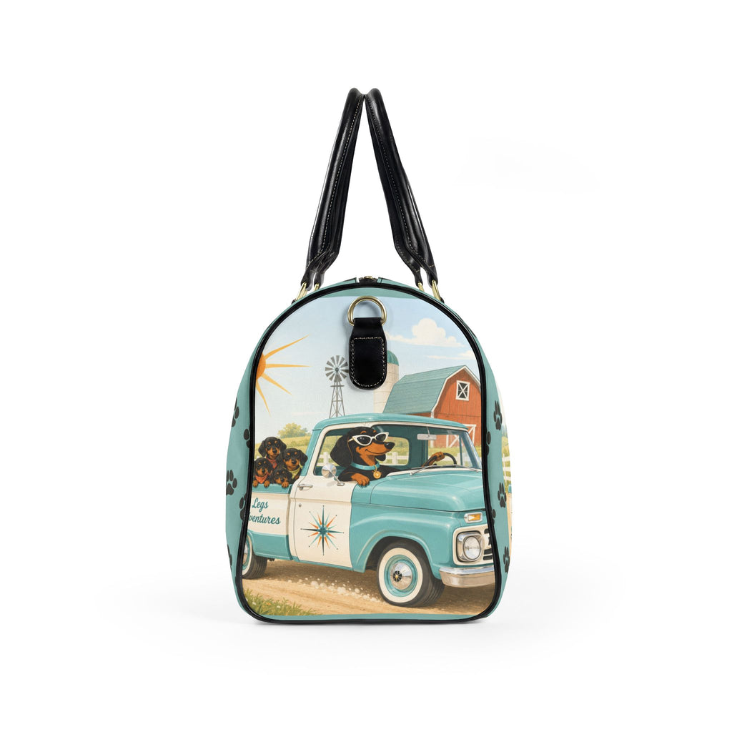 Dachshund Retro Truck Faux Leather Travel Bag | Vintage Farm Road Trip