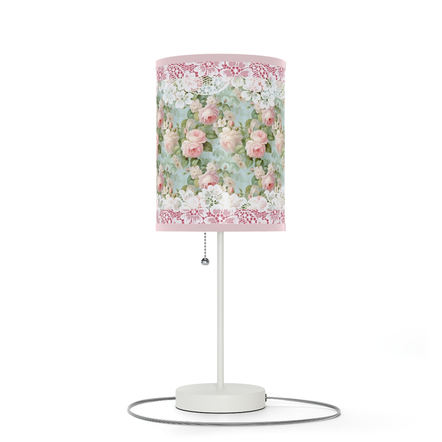 Pink rose shabby chic style Lamp on a Stand, US|CA plug