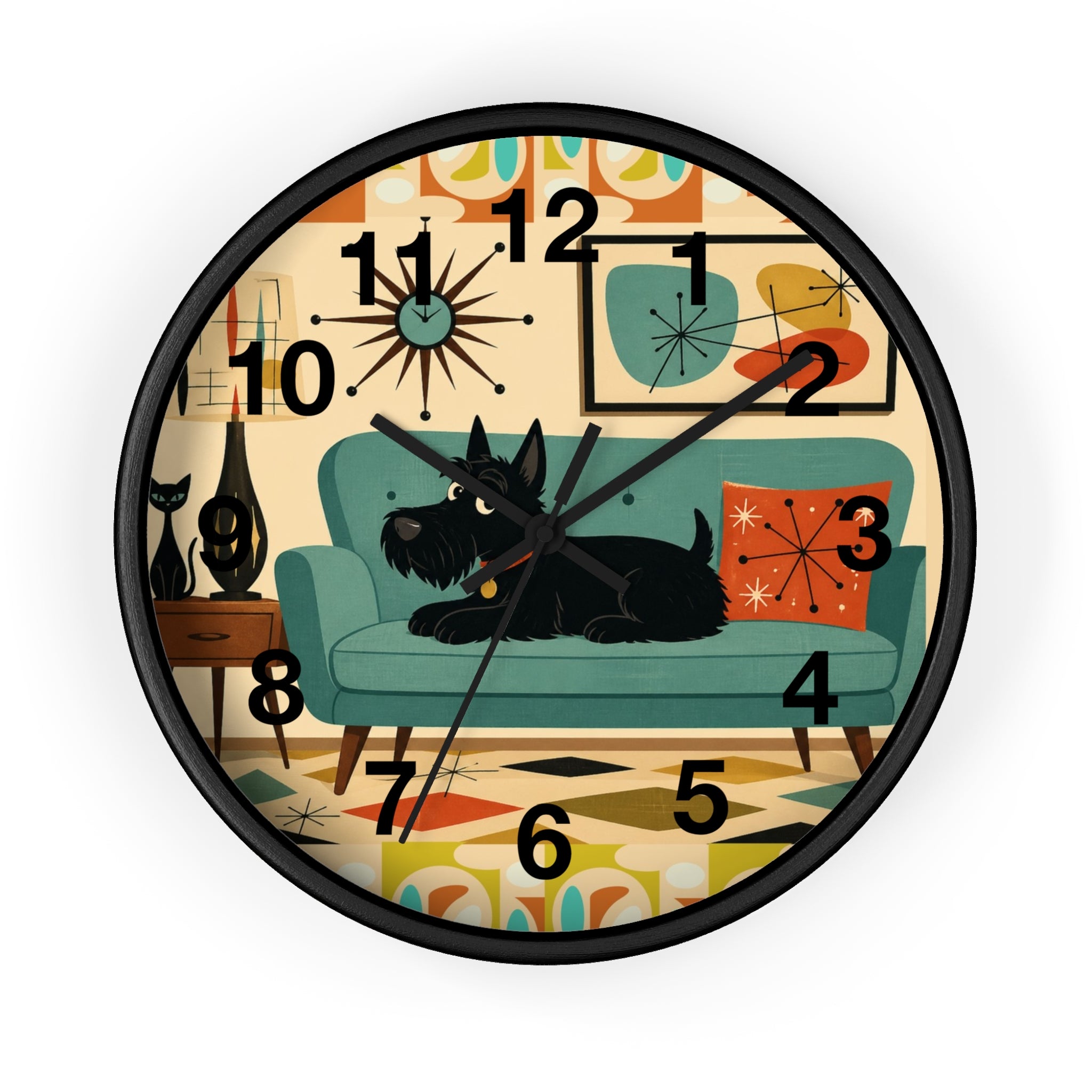 Retro Scotty Dog Sofa Wall Clock | Mid Century Modern Home Decor