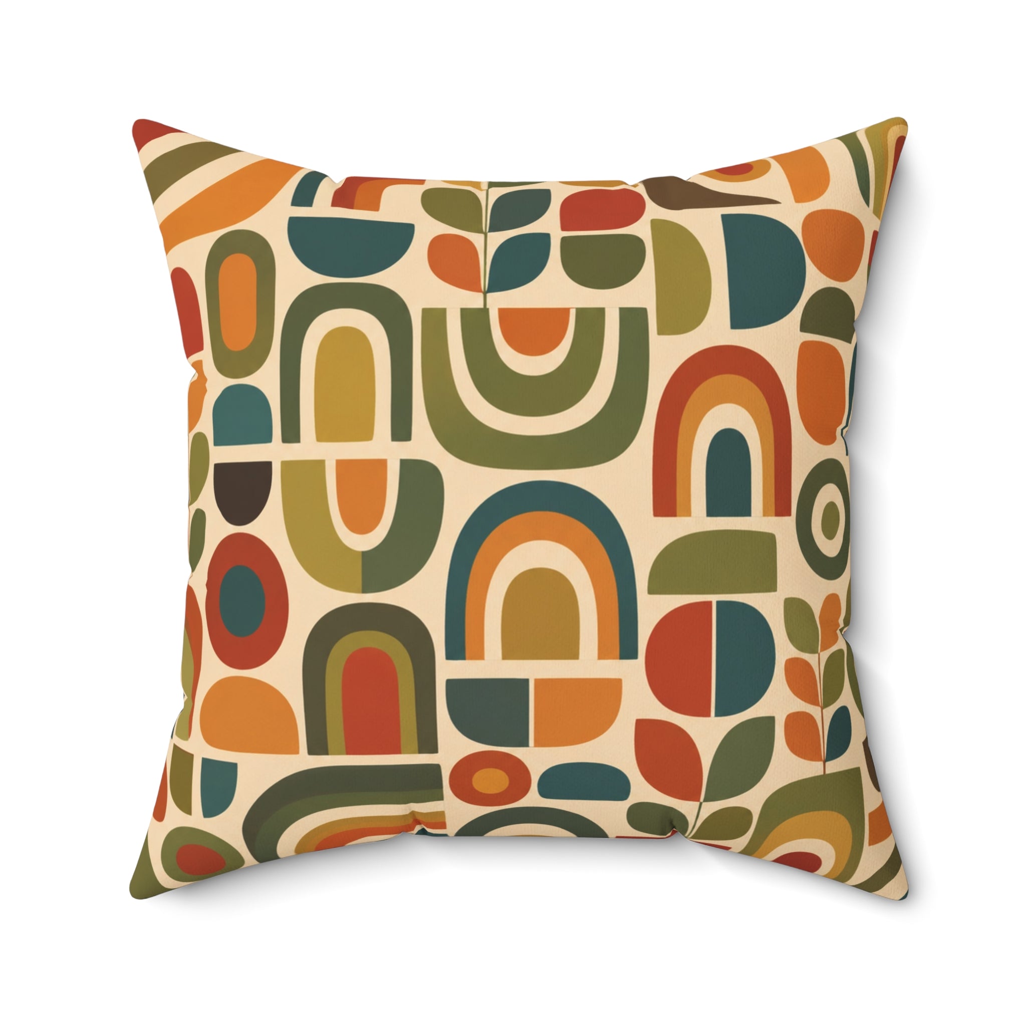 Retro Geometric Abstract Pattern Pillow | Mid Century Modern Throw Pillow