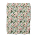 Pink vintage roses shabby chic style Sherpa Fleece Blanket, throw blanket, bedroom living room couch blanket