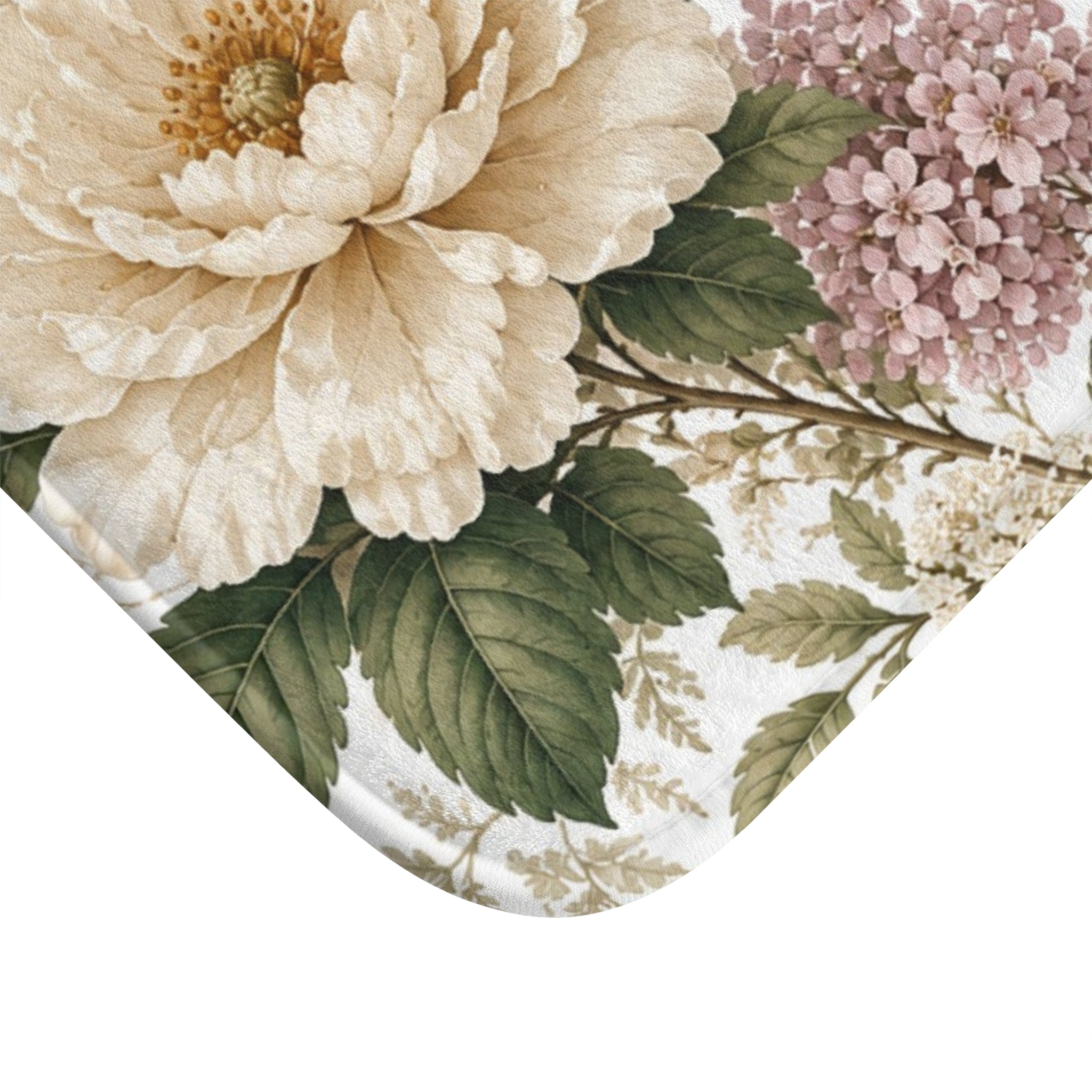Floral Label Bath Mat | Shabby Chic Cottagecore Bathroom Rug