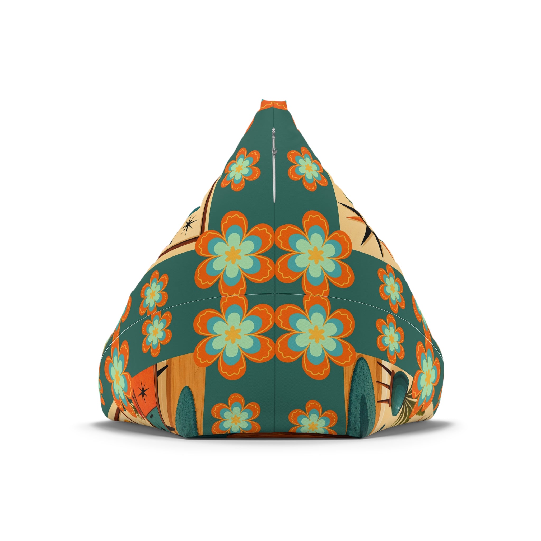 Retro Floral and Atomic Cats Bean Bag Chair Cover | Mid Century Modern Cat Pattern