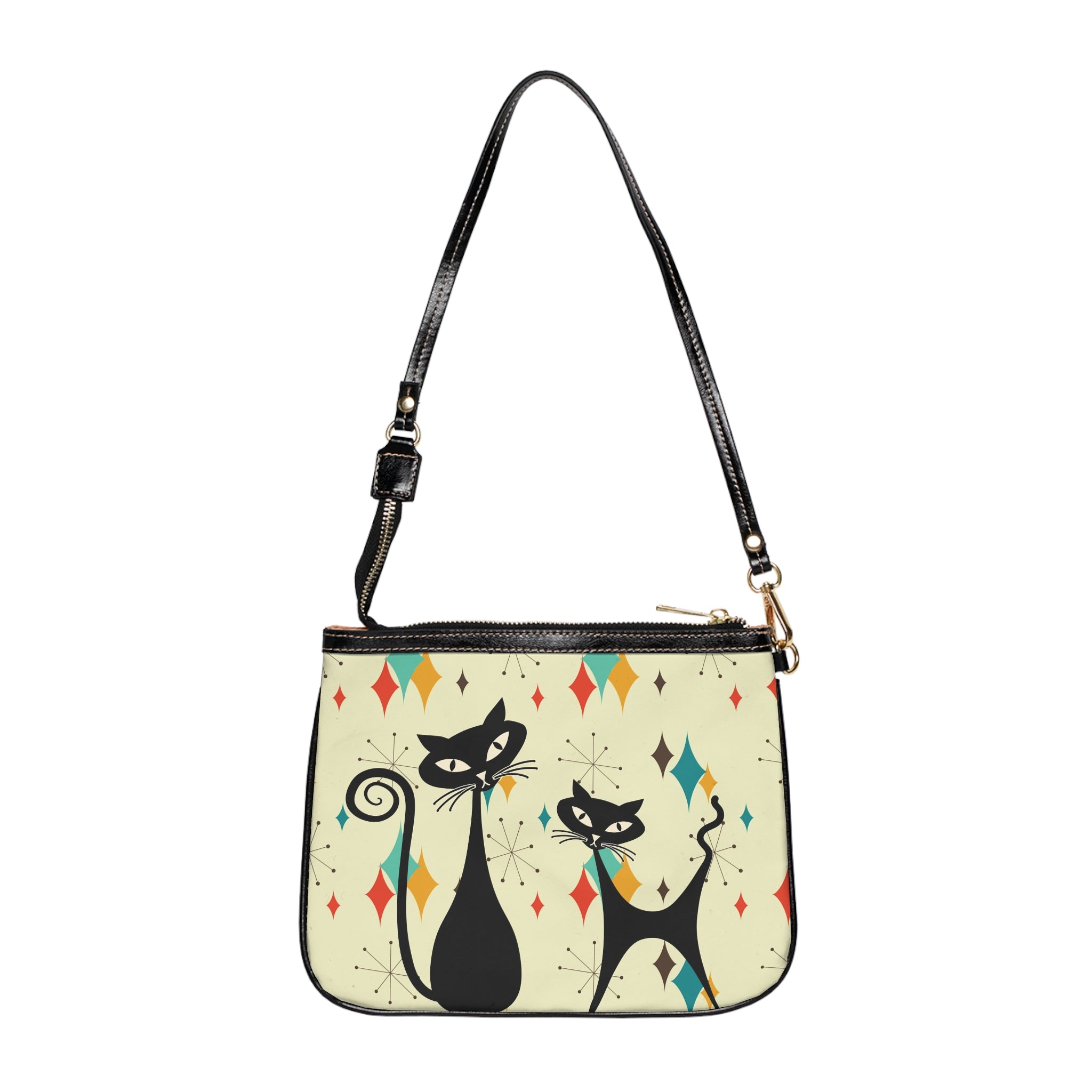Atomic Cat small shoulder bag, Mid Century Modern Franciscan Diamond Starburst Handbag, Retro Shoulder Bag