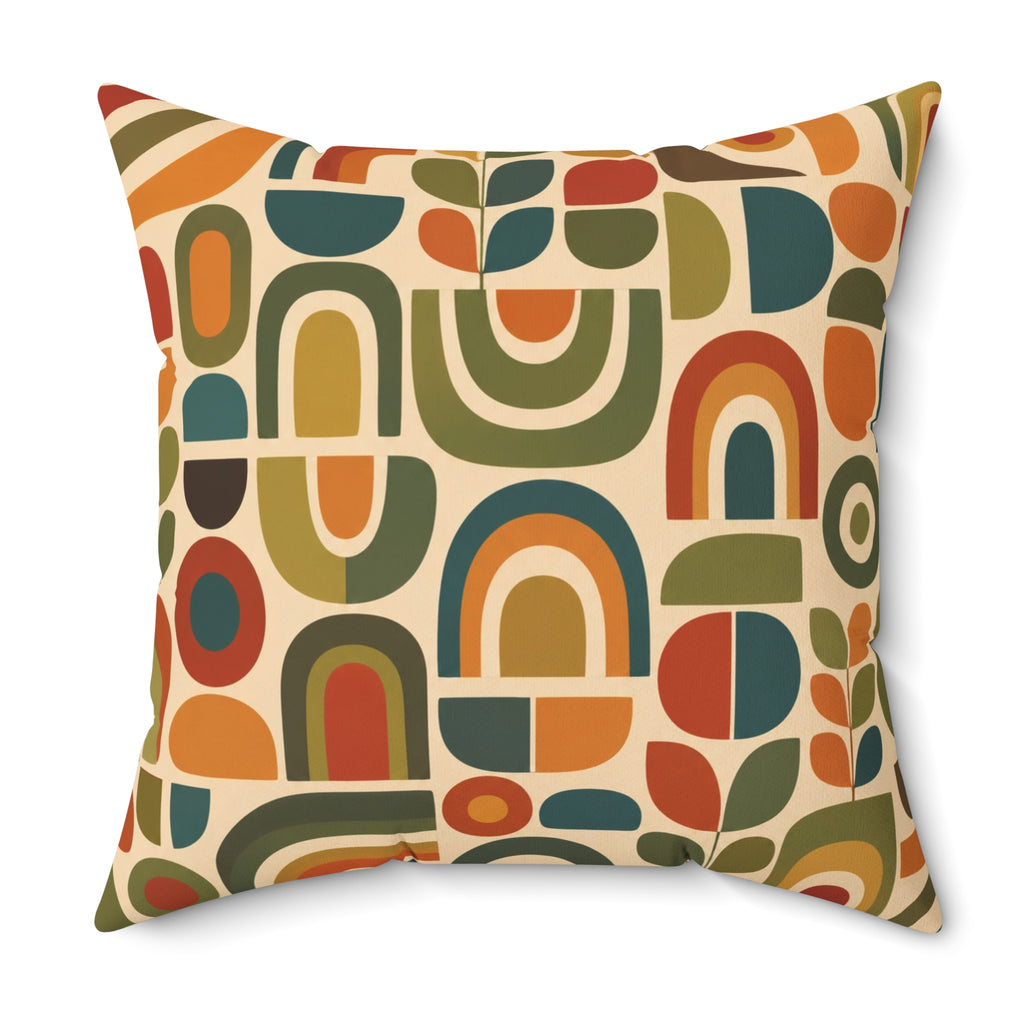 Retro Geometric Abstract Pattern Pillow | Mid Century Modern Throw Pillow