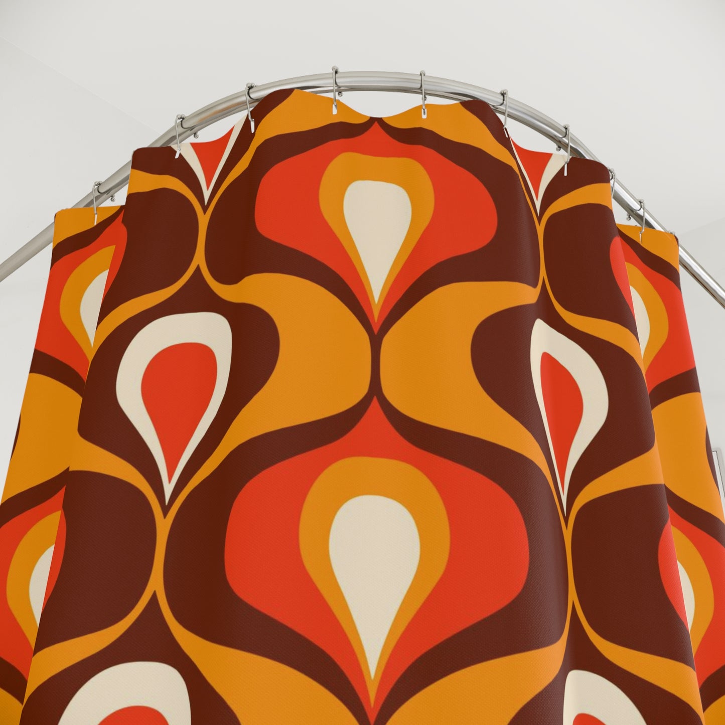 Retro orange and brown 60s 70s inspired Shower Curtain, retro bathroom decor