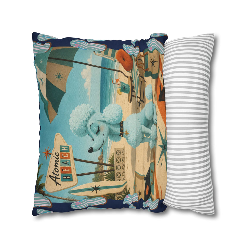 Retro Atomic Beach Poodle Pillowcase -  COVER ONLY - indoor use