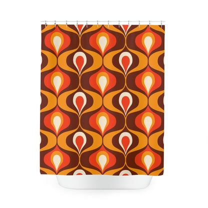 Retro orange and brown 60s 70s inspired Shower Curtain, retro bathroom decor