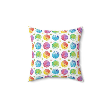 Colorful dots watercolor shabby chic style Square Pillow, couch, chair, living room bedroom scatter throw cushion