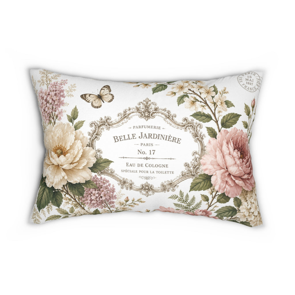 Belle Jardinière Floral Print Lumbar Pillow | Vintage French Label