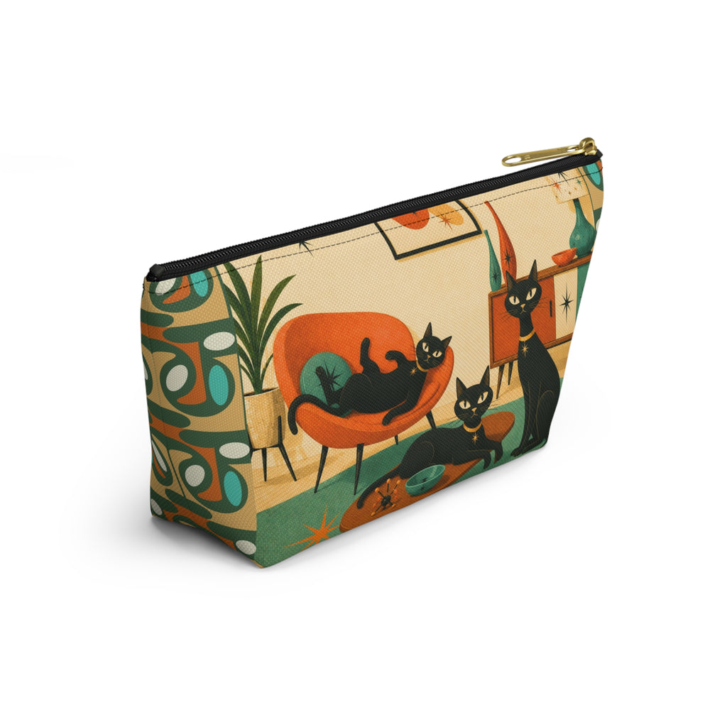 Mid-Century Atomic Black Cats Accessory Pouch