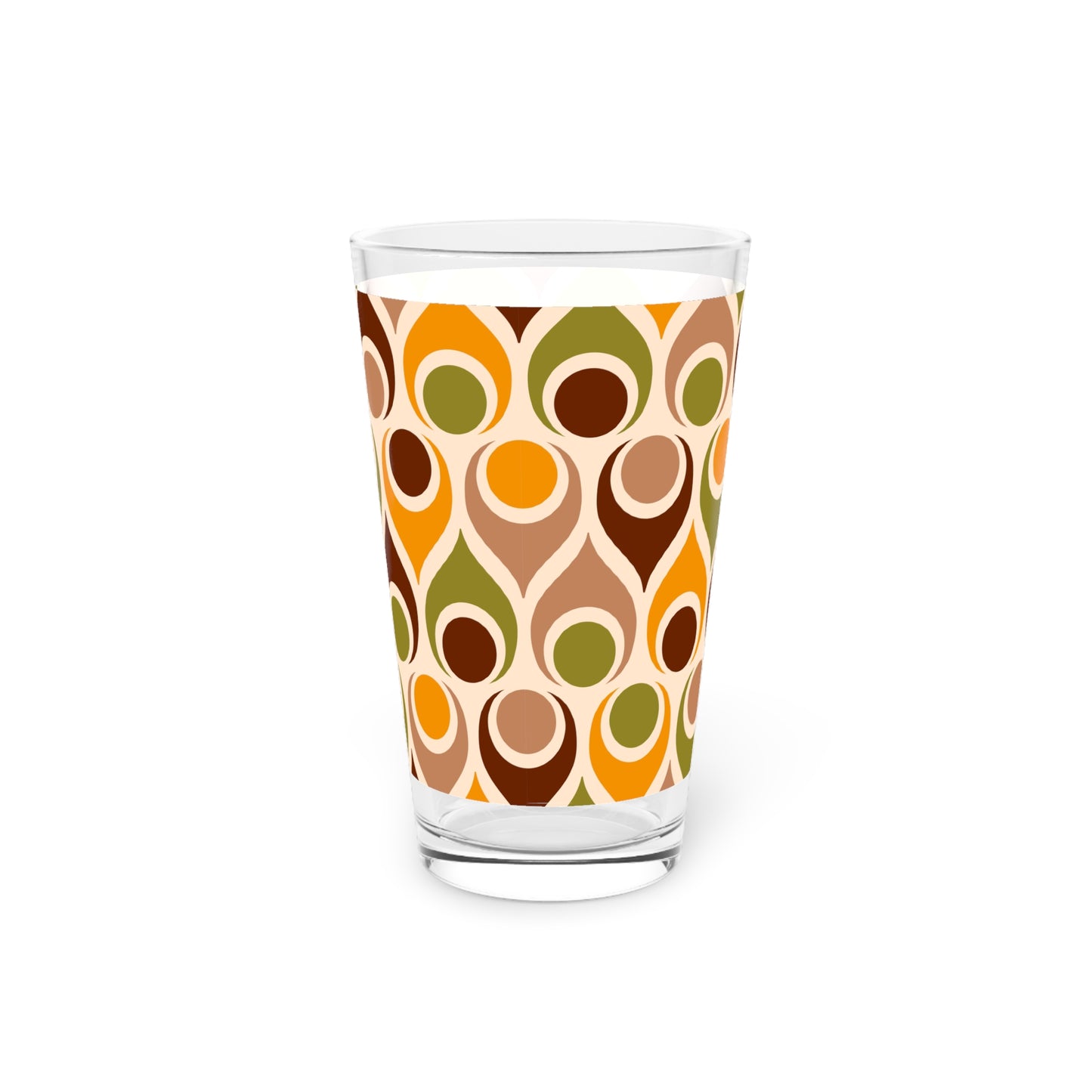 Retro geometric groovy Pint Glass, 16oz, beverage glass, retro barware (price is per glass)