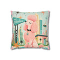 Fabulous Pink Poodle Pillowcase Spun Polyester Square Pillowcase | Retro Mid-Century Dog - COVER ONLY