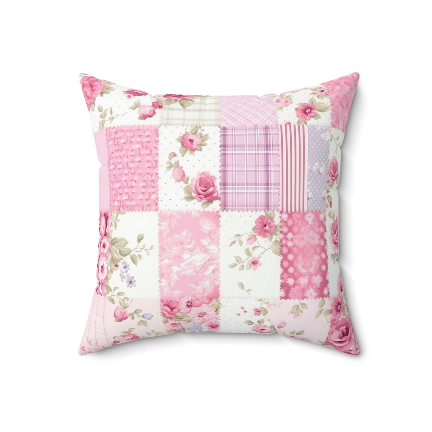 Patchwork printed look only Shabby chic Spun Polyester Square Pillow, vintage inspired, floral, scatter cushion, throw pillow