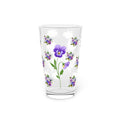 Pansies floral 16 oz Pint Glass, Art Tumbler, Beer Glass, Barware Drinkware, Wedding Gift, Party Glassware, flower garden Glassware