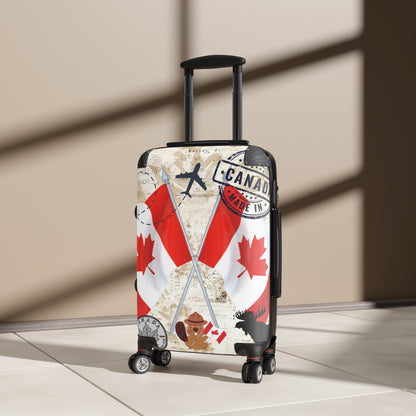 Made in Canada Suitcase on wheels, travel luggage for holidays, weekend, carry on bag, secure lockable luggage