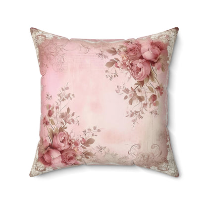 Vintage Old Light Roses Shabby chic Square Pillow, French Vintage inspired, floral scatter throw cushion