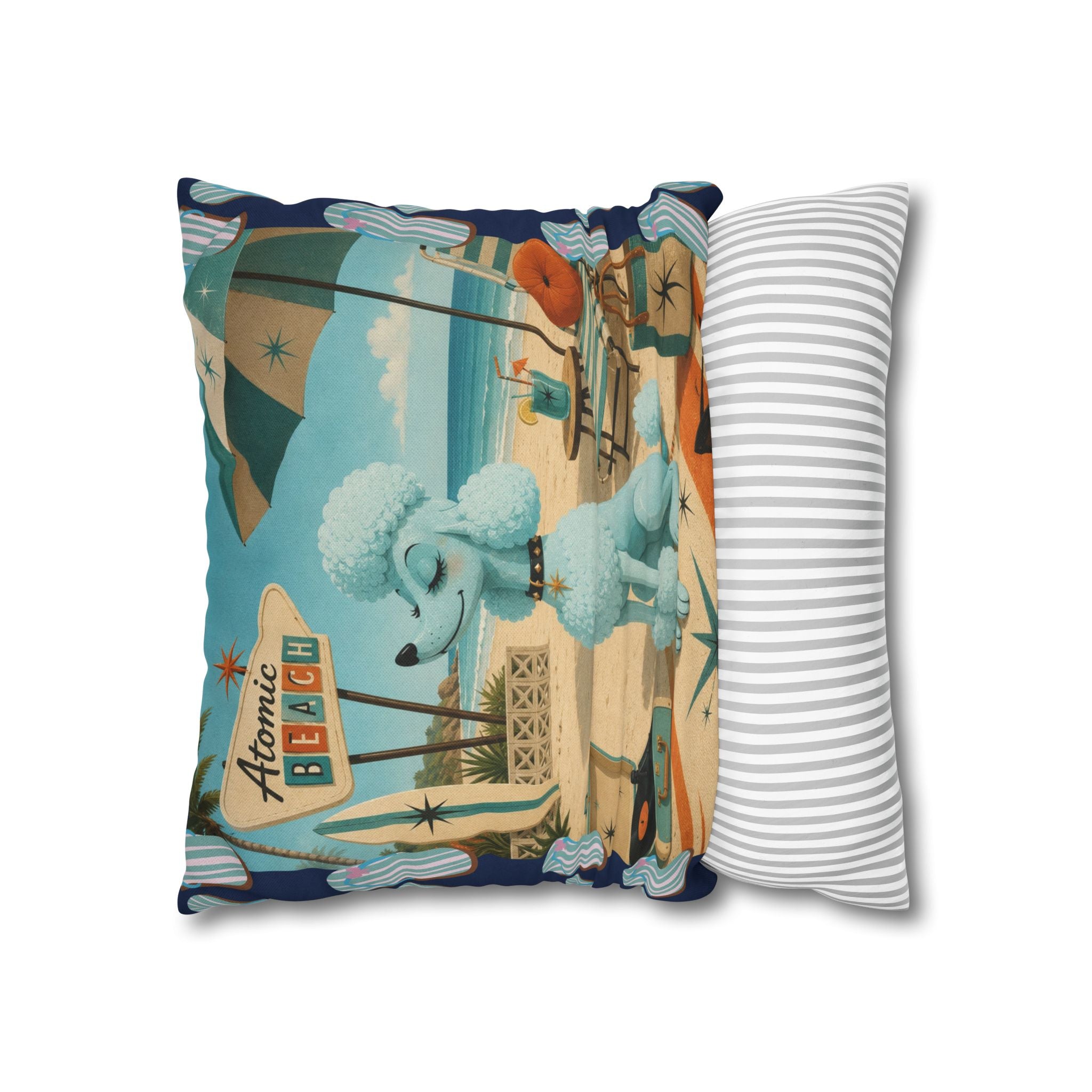 Retro Atomic Beach Poodle Pillowcase -  COVER ONLY - indoor use