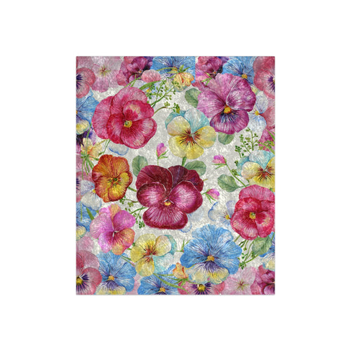 Crushed Velvet Blanket - Vibrant Pansy Floral Throw