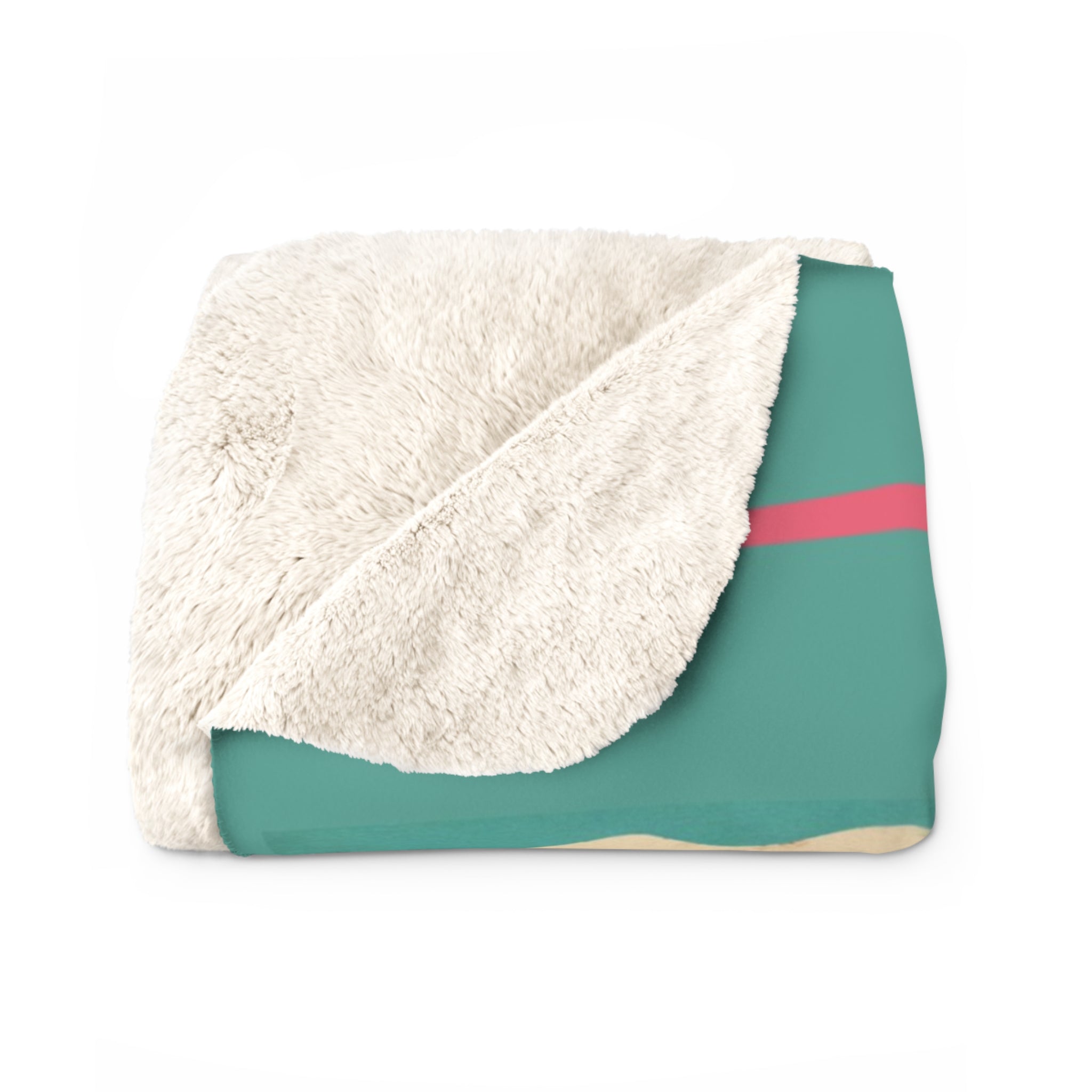 Retro Flamingo Family Bike Ride Sherpa Fleece Blanket | Vintage Tropical