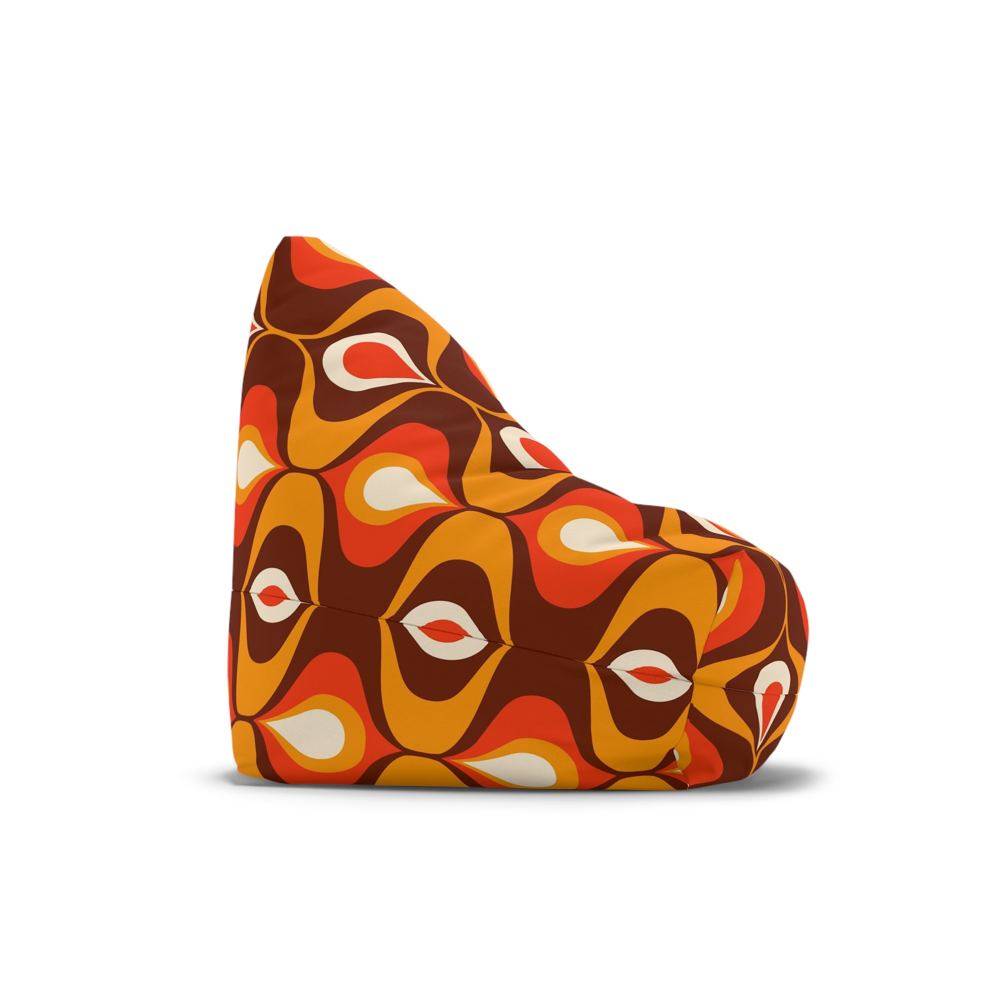 Retro orange and brown Bean Bag Chair COVER, retro home decor, games room, living room bean bag cover