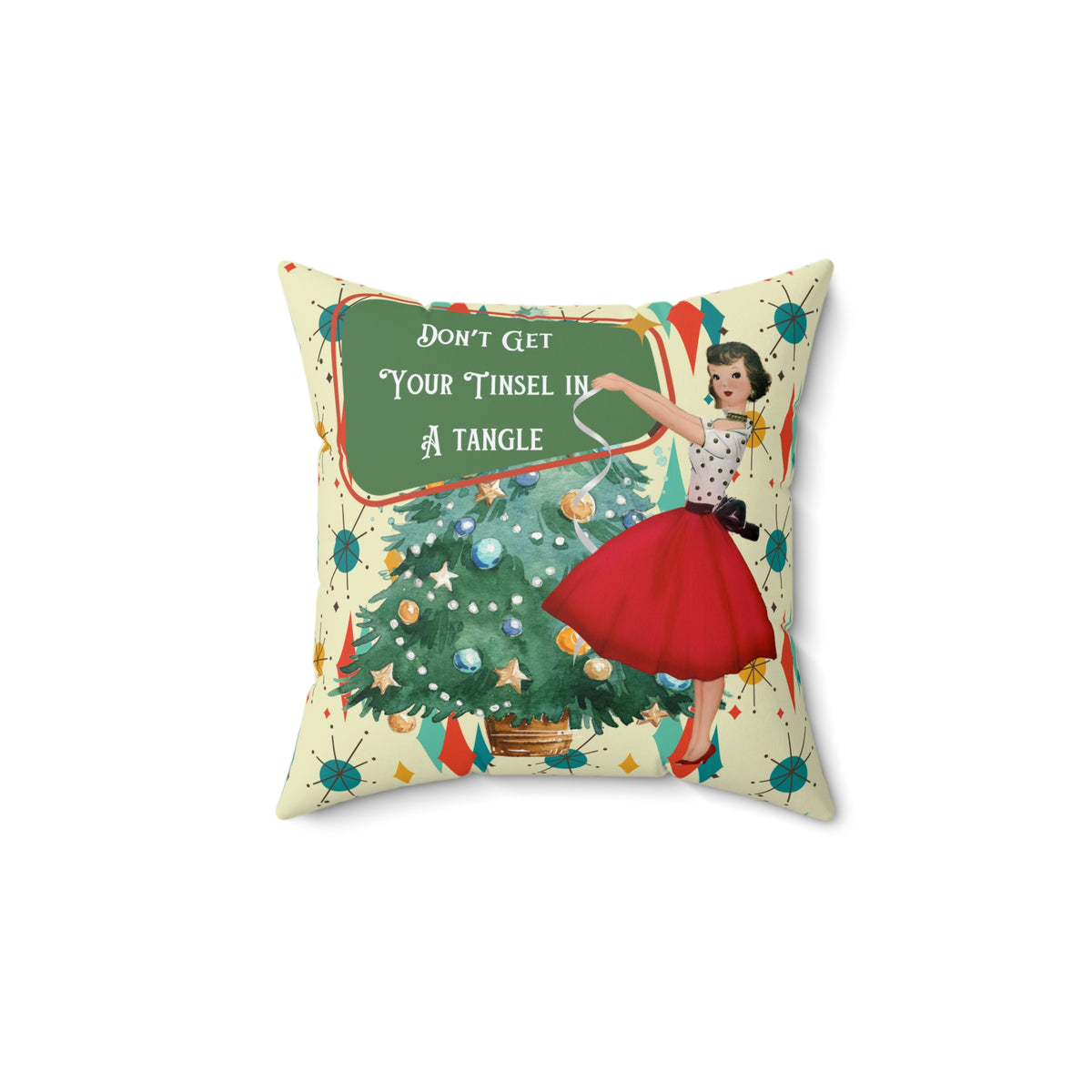 Don't Get Your Tinsel in a Tangle Pillow | Christmas Holiday Decor