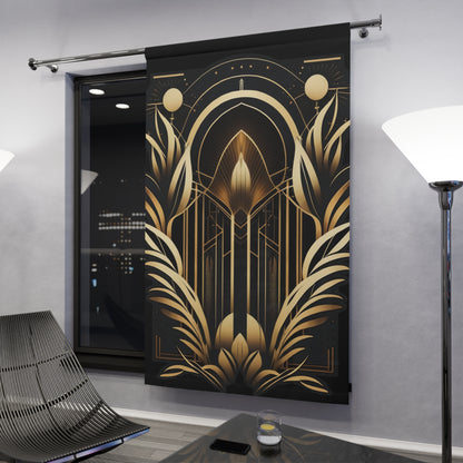 Art Deco black and gold window curtain