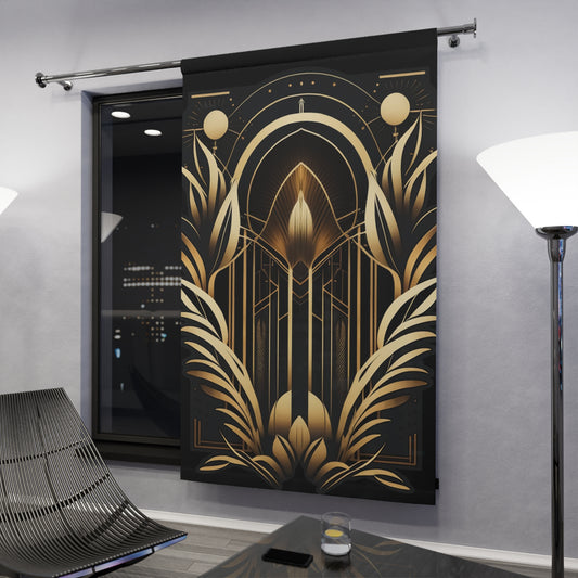 Art Deco black and gold window curtain