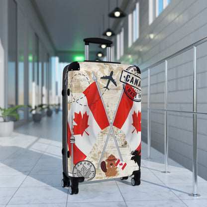 Made in Canada Suitcase on wheels, travel luggage for holidays, weekend, carry on bag, secure lockable luggage