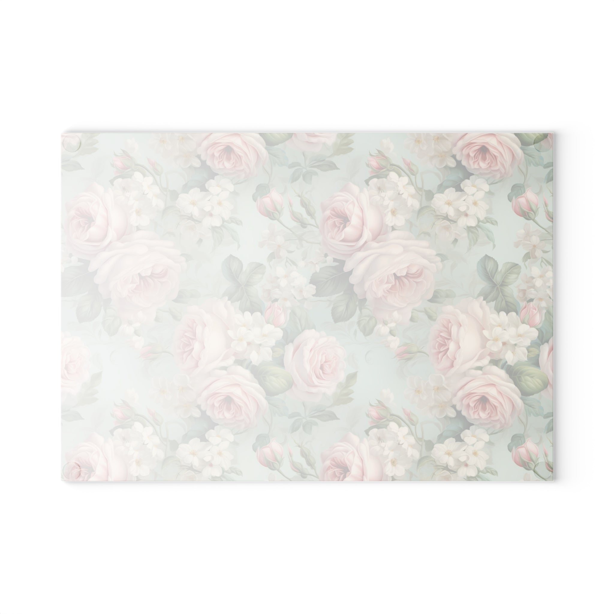 Vintage pink roses shabby chic inspired farmhouse county cottage glass cutting board