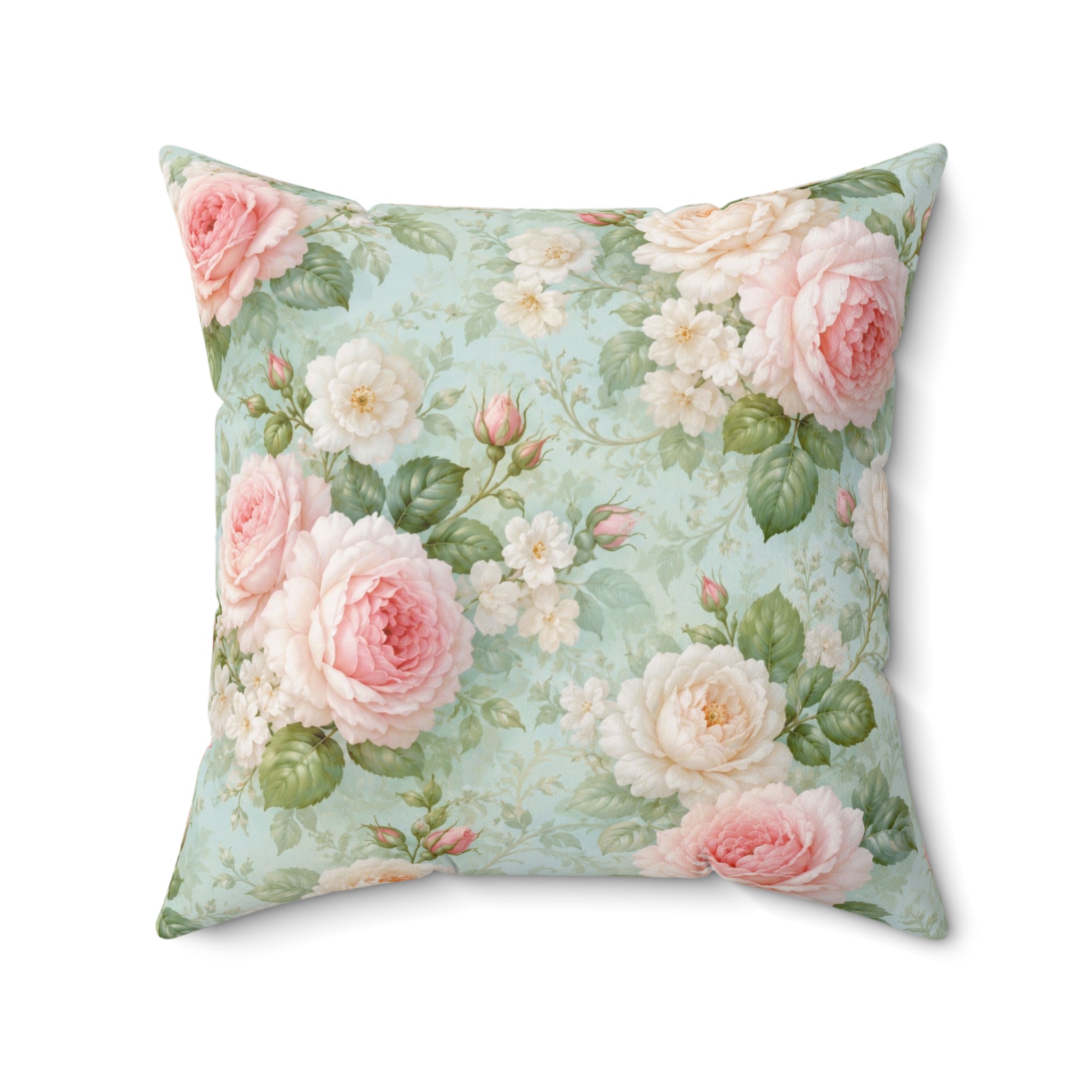 Vintage Pink Roses Toss Pillow | Floral Square Pillow, Shabby Chic